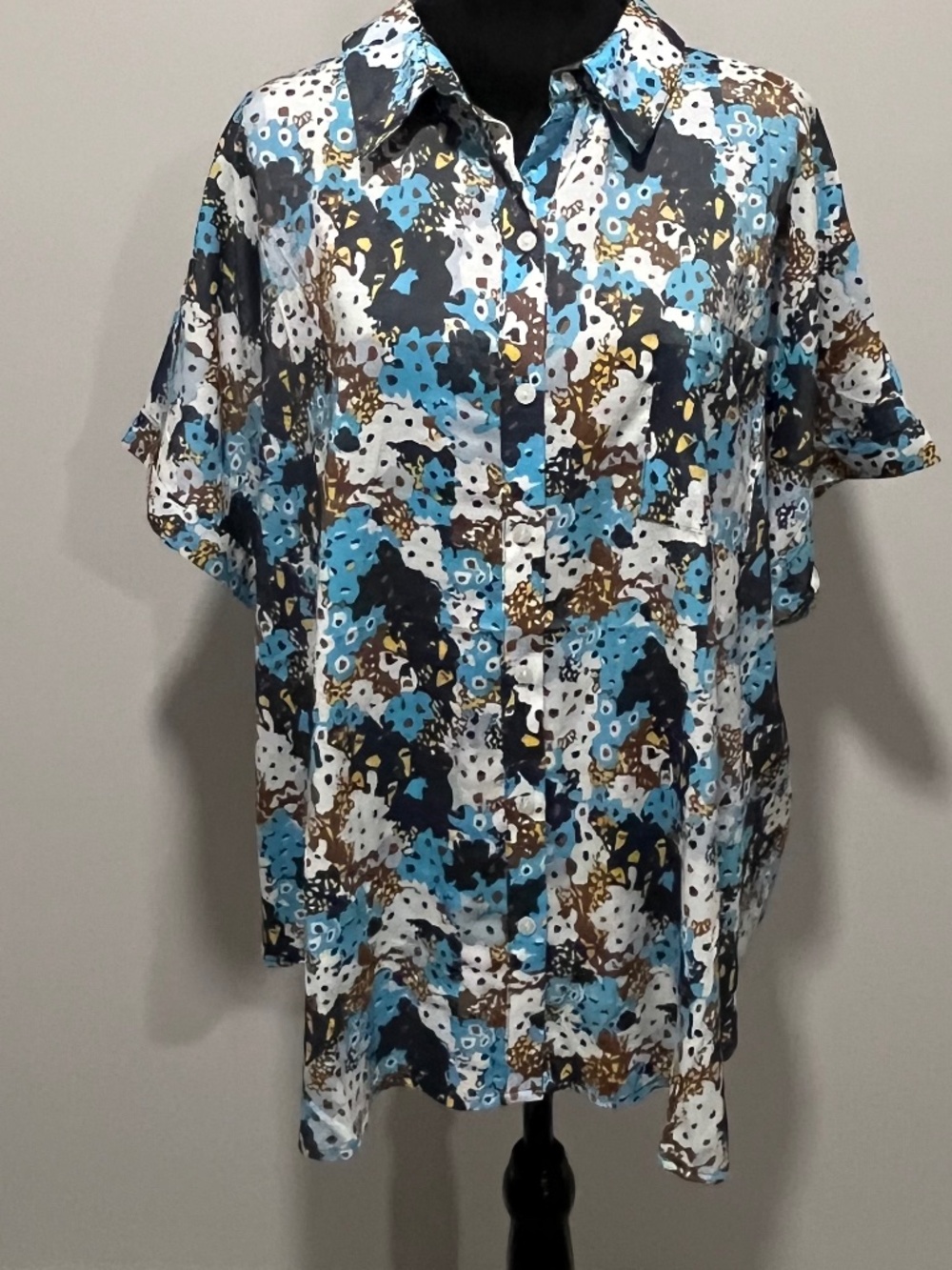 Notations Multicolor Short Sleeve Blouse Size 2X NWT